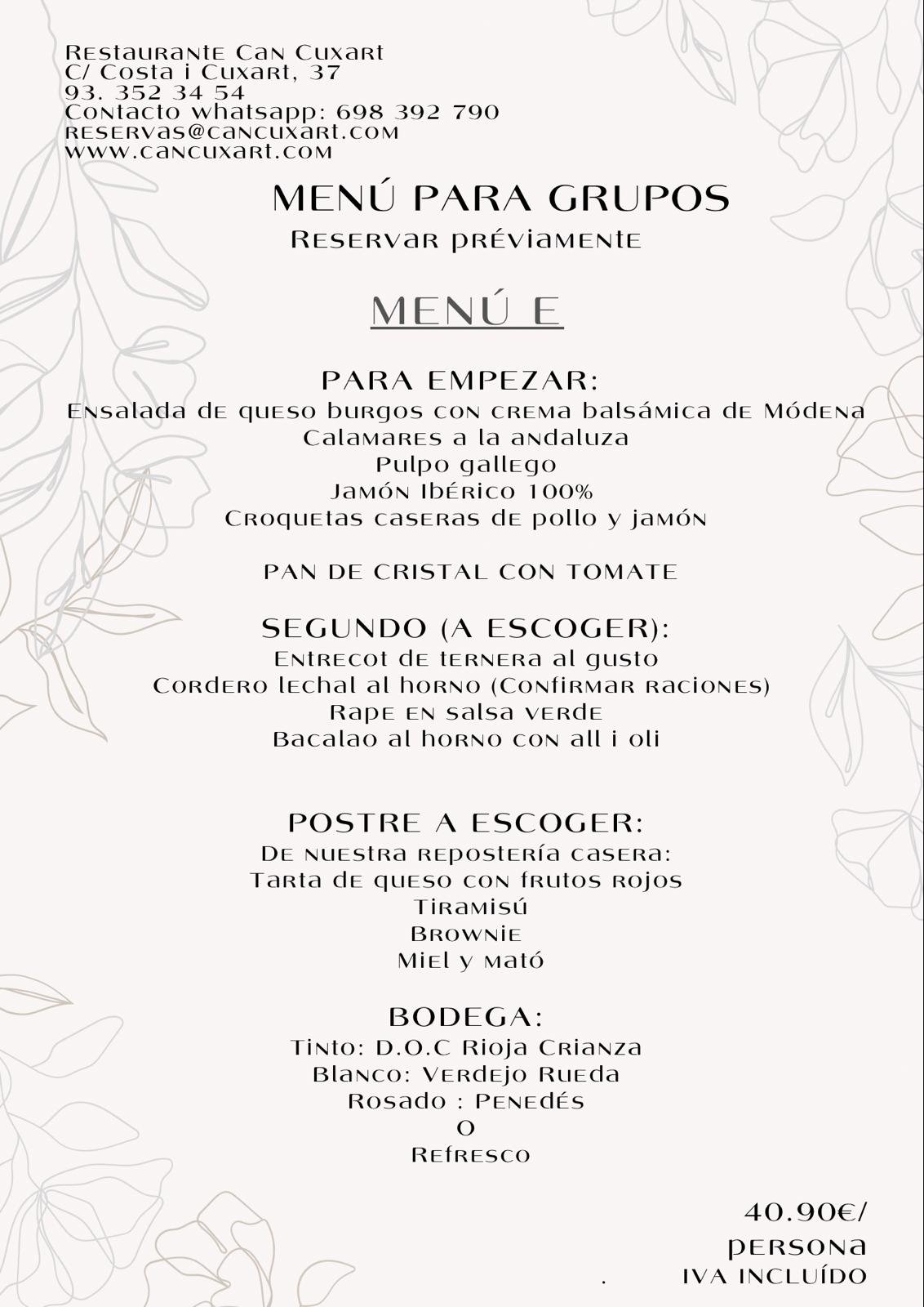 MENU E